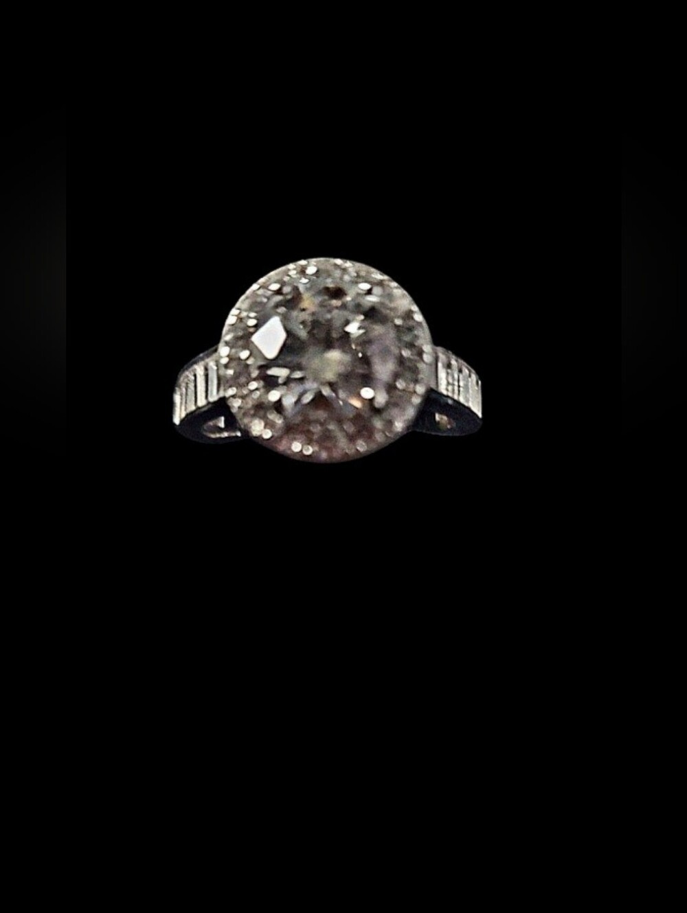 925 Sterling Silver~Cubic Zirconia Bella Luce Round Baguettes Halo Ring Size 6